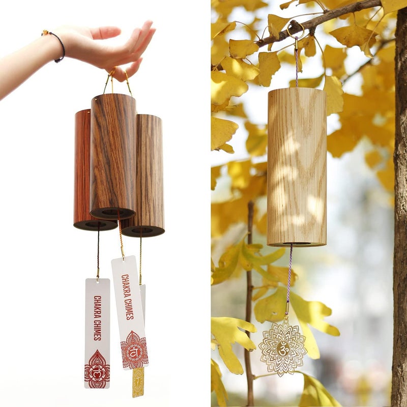Mowind Chakra Chimes Natural Bamboo Wind Chimes Meditation Chord Windchime Wind Bell for Home Decoration Zen Mindfulness Crown Chakra - Image 1